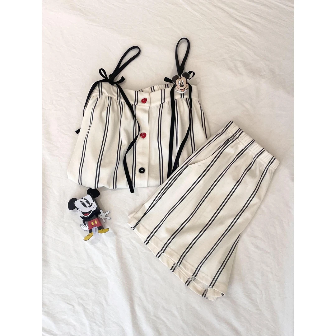 甜美米奇印花网红爆款吊带睡衣女2025夏季大码短裤居家套装可外穿