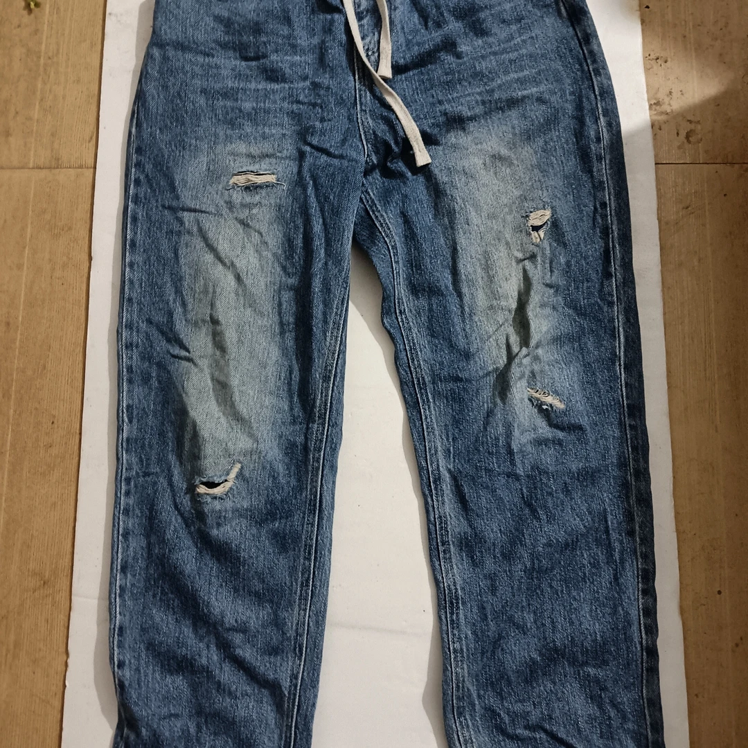 时尚百搭休闲牛仔裤直筒休闲裤男款男士秋冬做旧水洗破洞蓝色