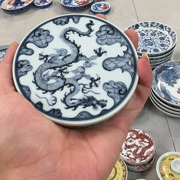 瓷片青花穿云龙盖直景德镇
