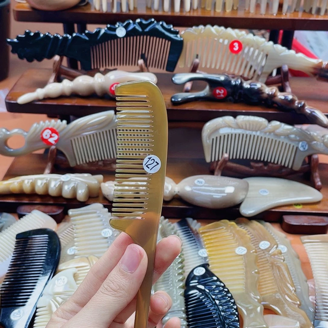 纯手工制作牛角梳挑发梳
