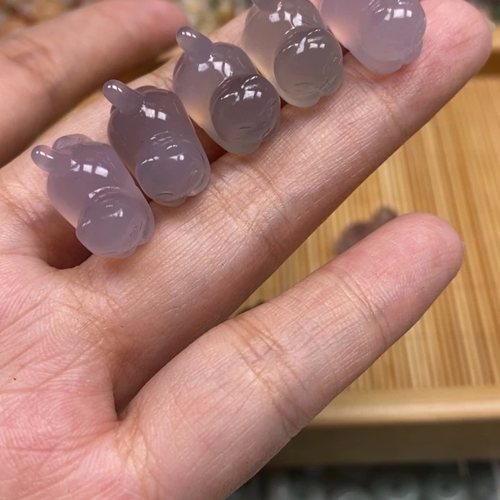 未镶嵌吊坠(不含链)玛瑙/玉髓2个冰紫趴趴猫