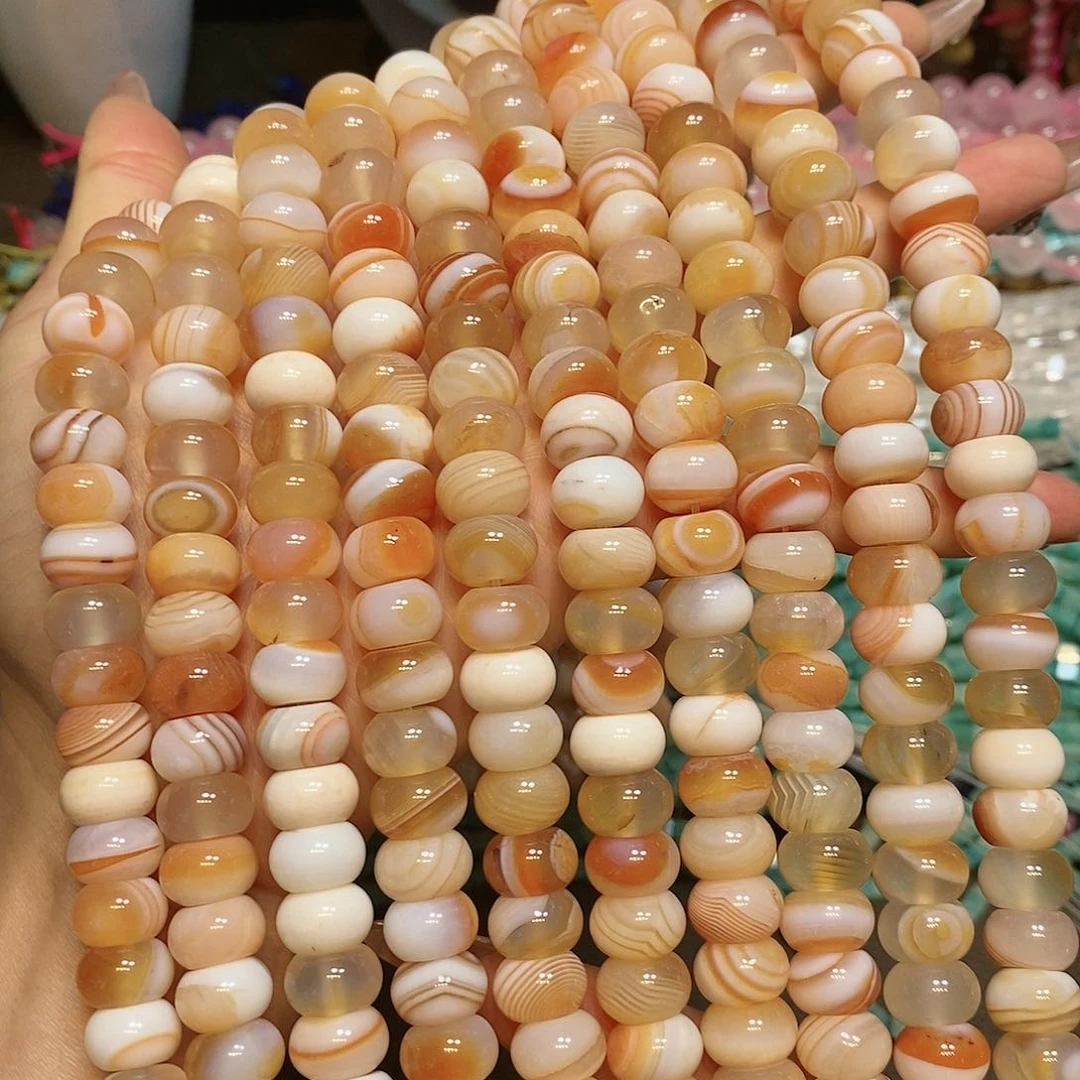 玛瑙/玉髓散珠天然玛瑙车轮算盘12mm一条