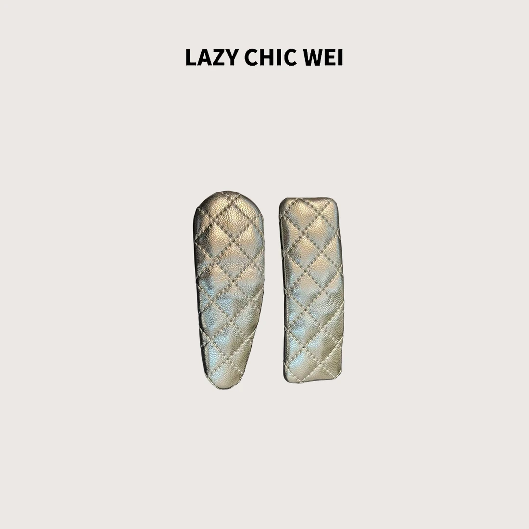 WEI 小香风菱格蛋白皮发夹 WY0403