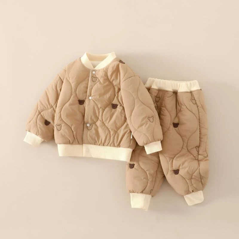 120g婴儿棉服套装宝宝绗棉加厚秋冬棉袄儿童外穿洋气加棉加绒套装