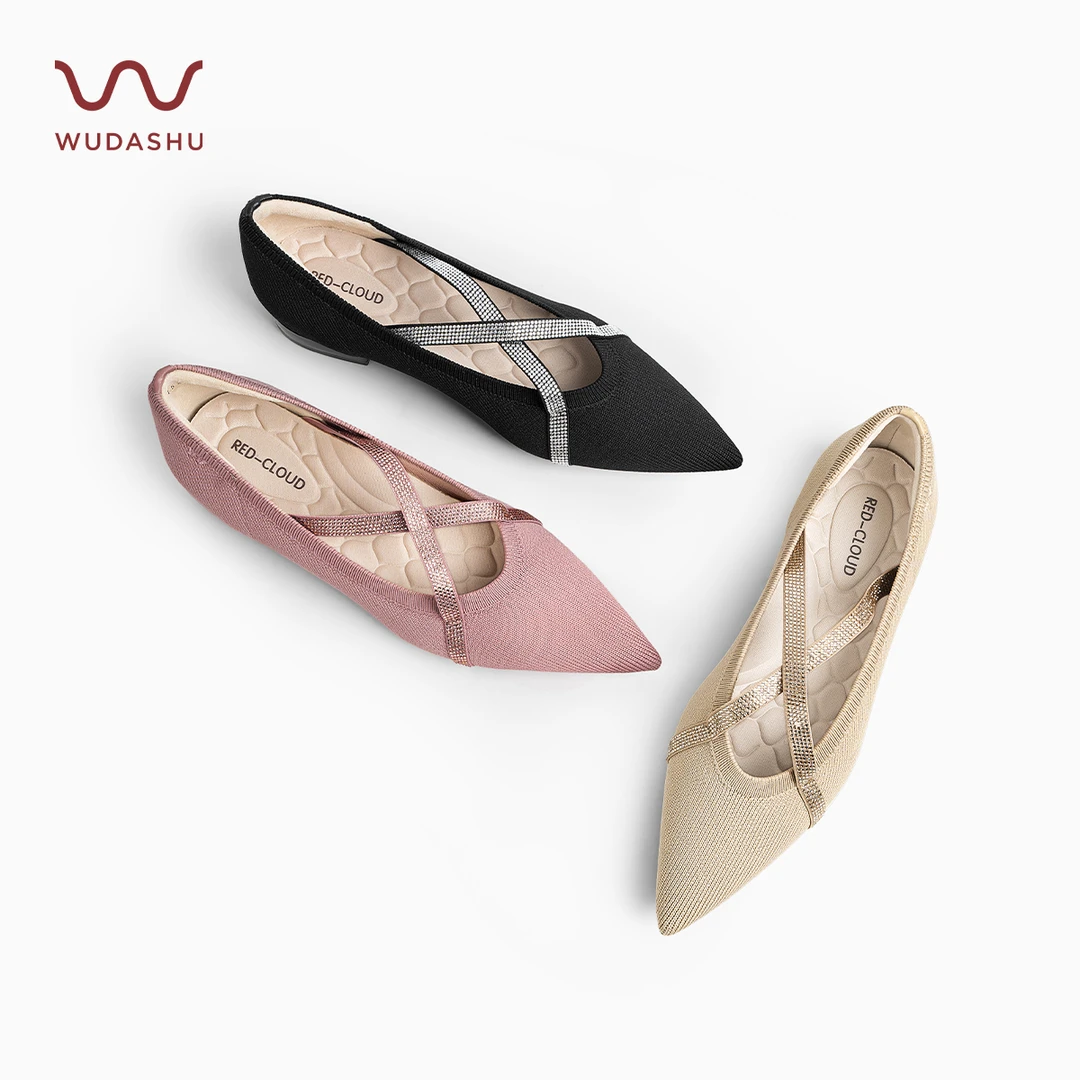 吴大叔2025红云鞋平跟浅口休闲风单鞋春秋妈妈鞋尖头百搭舒适Z203