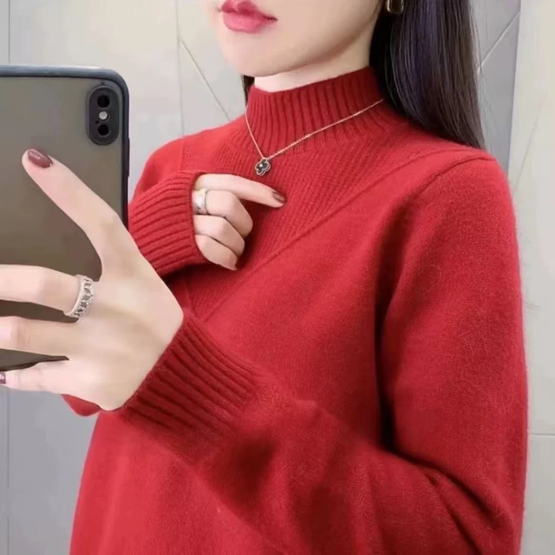 半高领厚款内搭保暖时尚针织衫女 193