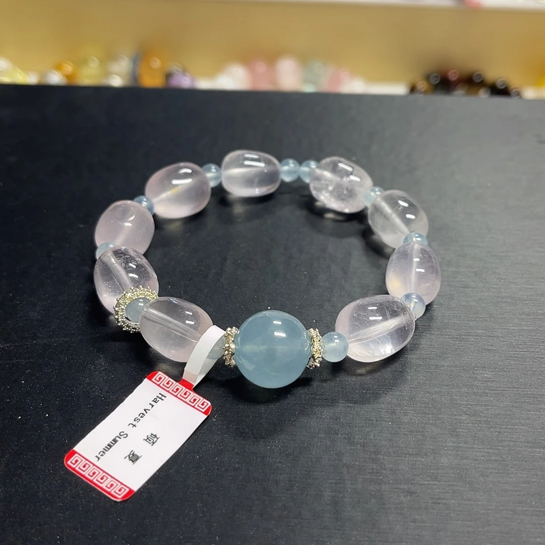 未镶嵌水晶手链粉水晶设计款手串