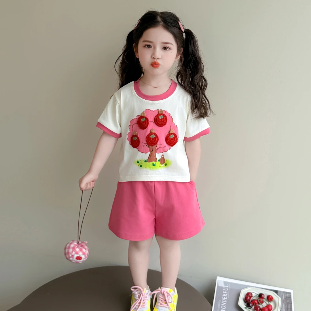 女童夏装套装2025新款休闲洋气儿童短袖短裤女宝宝夏季薄款两件套