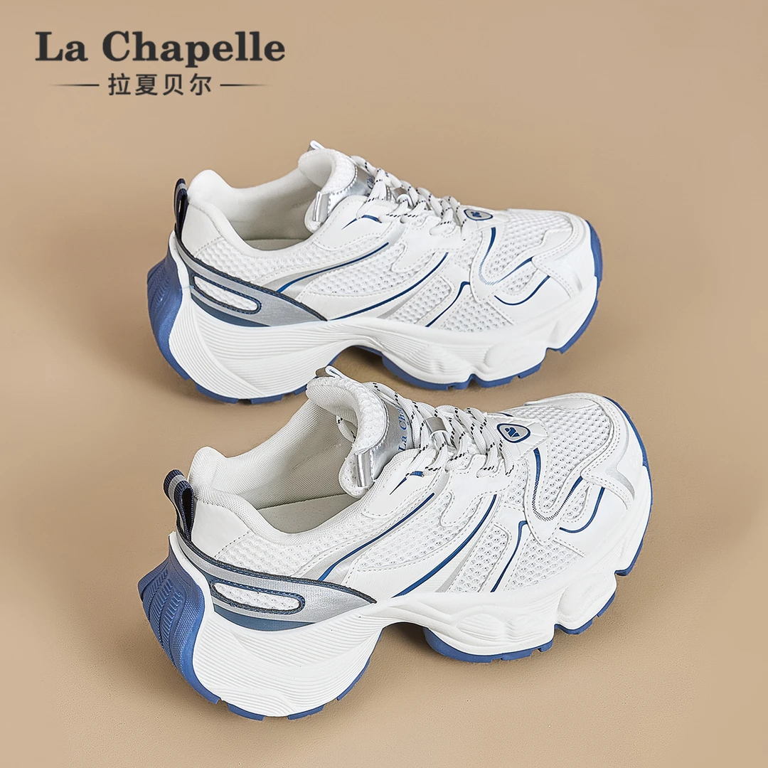 拉夏贝尔2025秋季新品时尚轻奢老爹鞋女厚底轻便舒适休闲运动鞋子