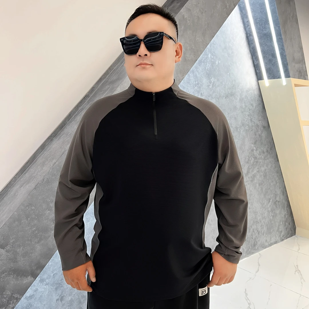 大码男装 秋季户外锦氨打卫衣  男士加大拼色高弹卫衣2547