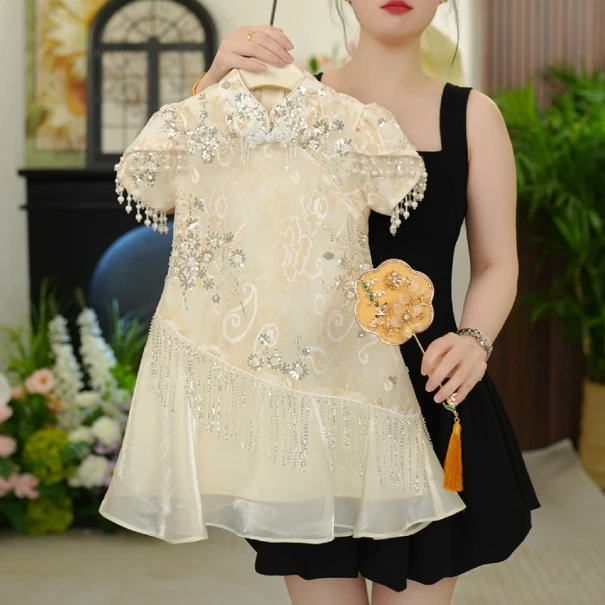 【现货】春夏季新款儿童公主裙女童国风连衣裙礼服中式纱裙演出Q967