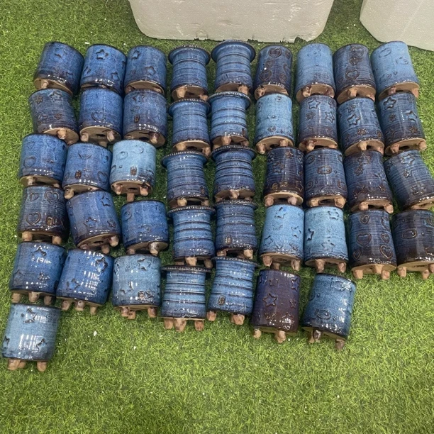 唐潮小老桩花盆，一组3个包邮，红陶材质，透气好，图案随机发货