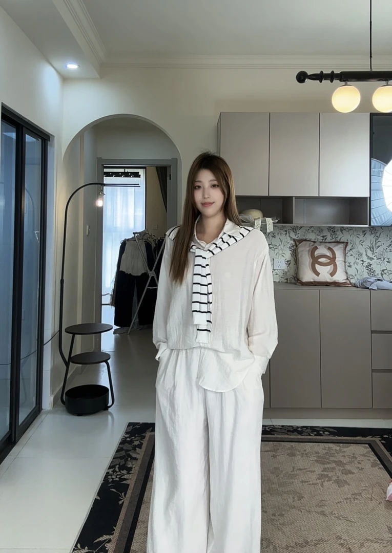 然然老钱风休闲阔腿裤松弛显长长裤