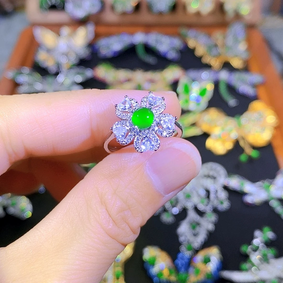 吊坠(不含链)银S925镶嵌翡翠