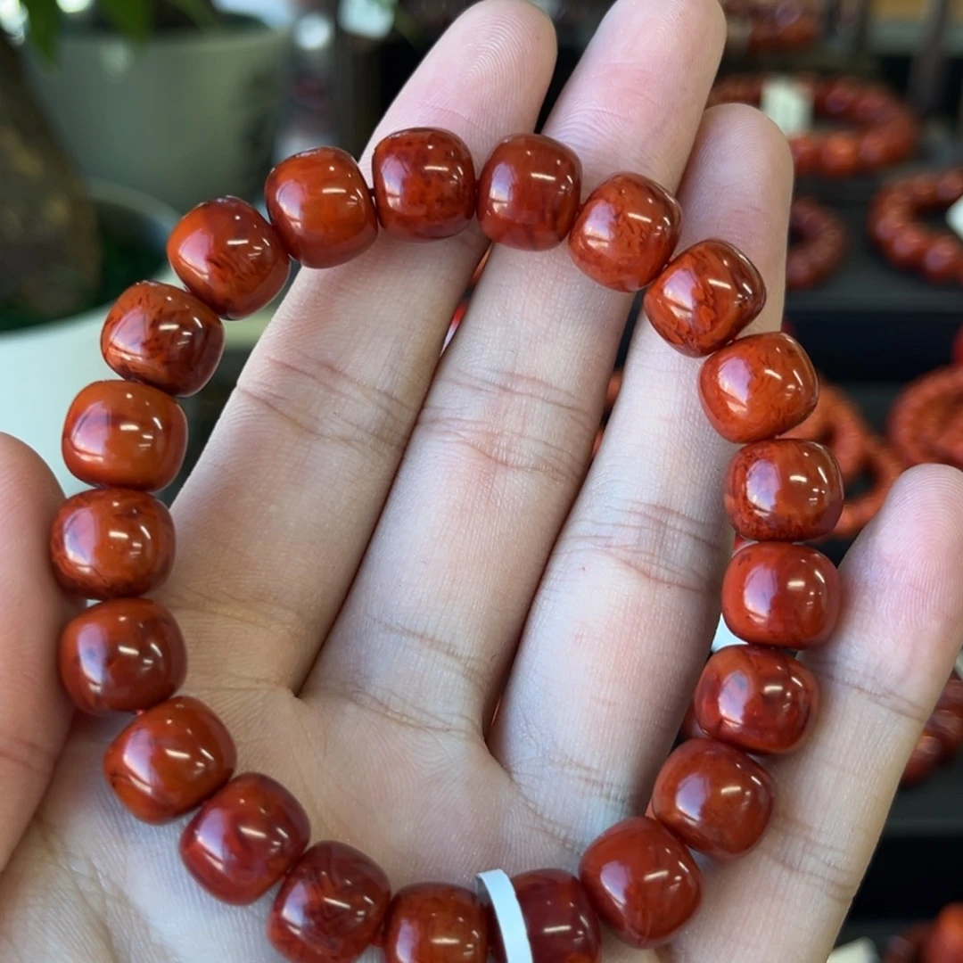 G***h南红玛瑙未镶嵌手链川料瓦西满肉火焰老型手串11+