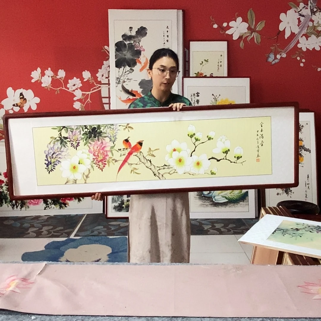 国画手写手绘国画作品47✖️162带框包邮