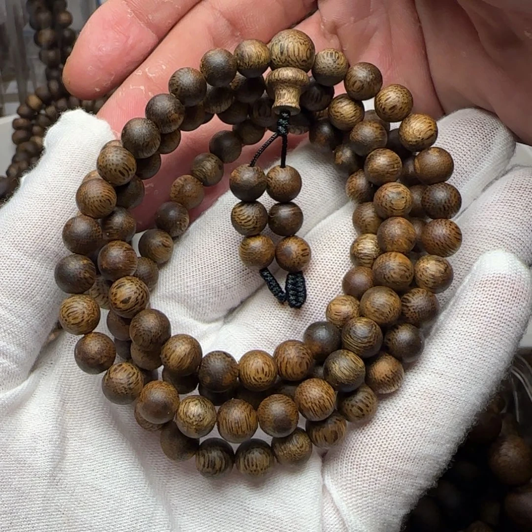 沉香手串溜*机07规格108珠17.2克海南乌身