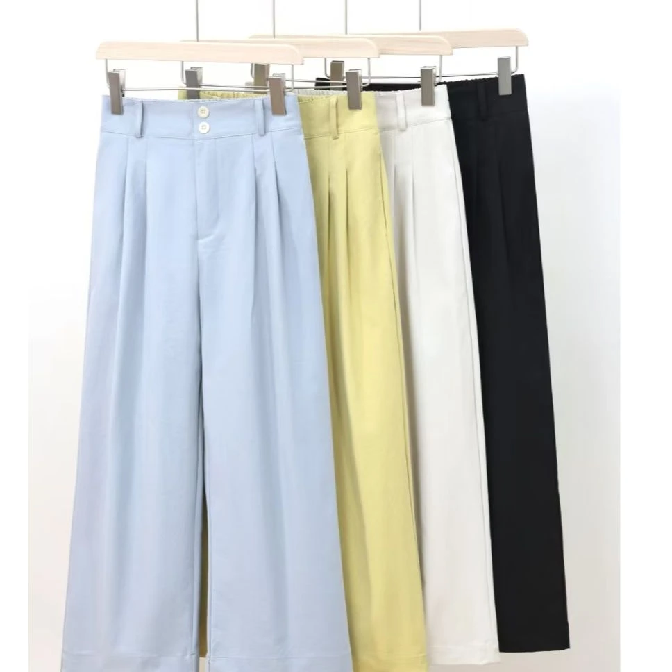 1706款-2025新款韩系简约十三行高腰九分阔腿裤