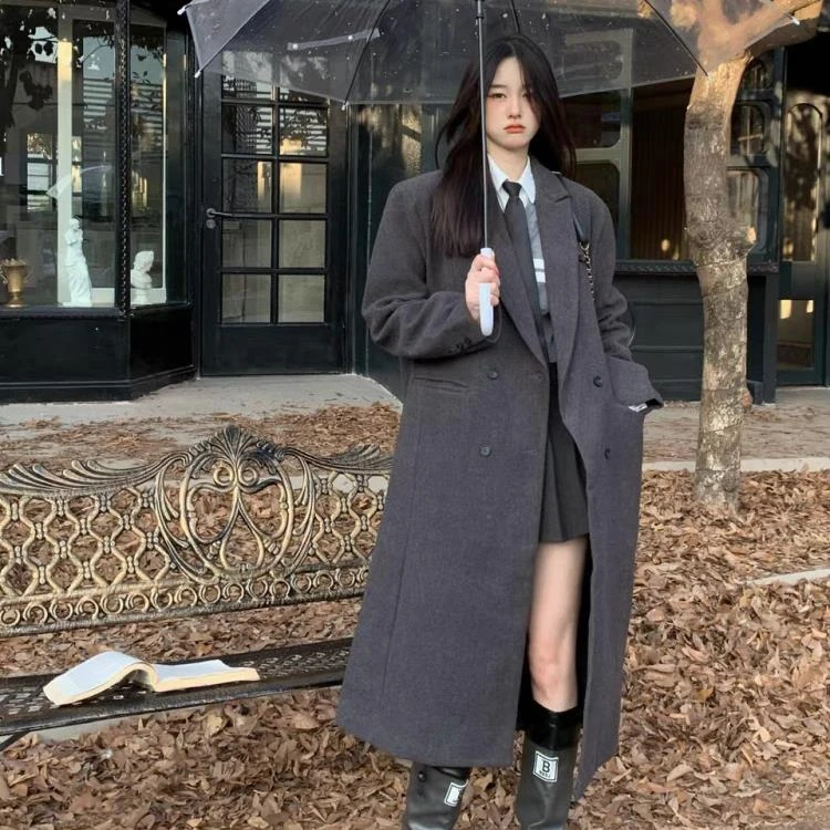 【瑕疵】9071冬日首尔韩版复古高级感气质中长款大衣S-L【A4】