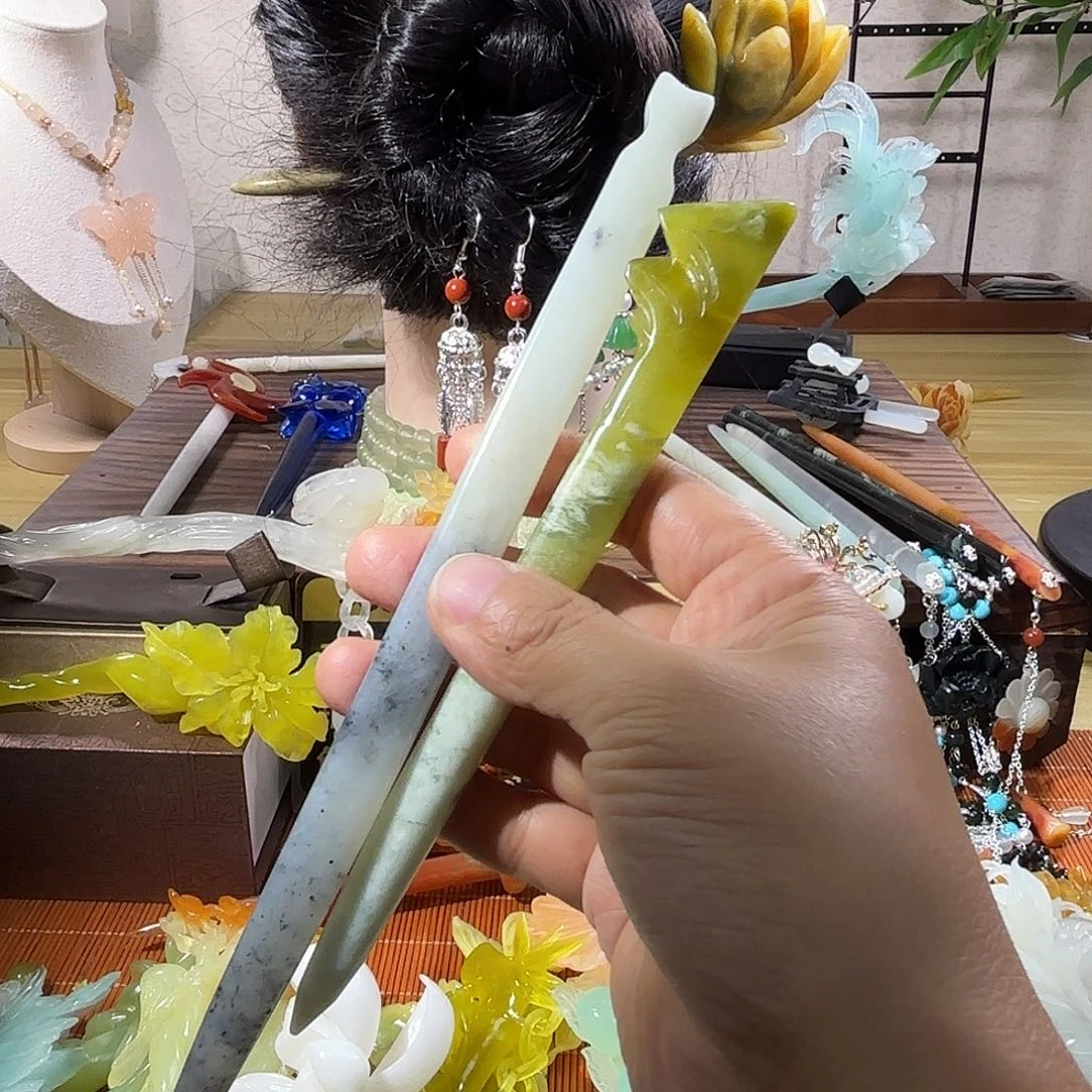 蛇纹石玉合金发饰