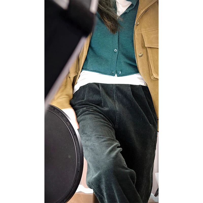 美洋MEIYANG 海苔西装裤 定制打色！复古灯芯绒九分西裤/半身伞裙