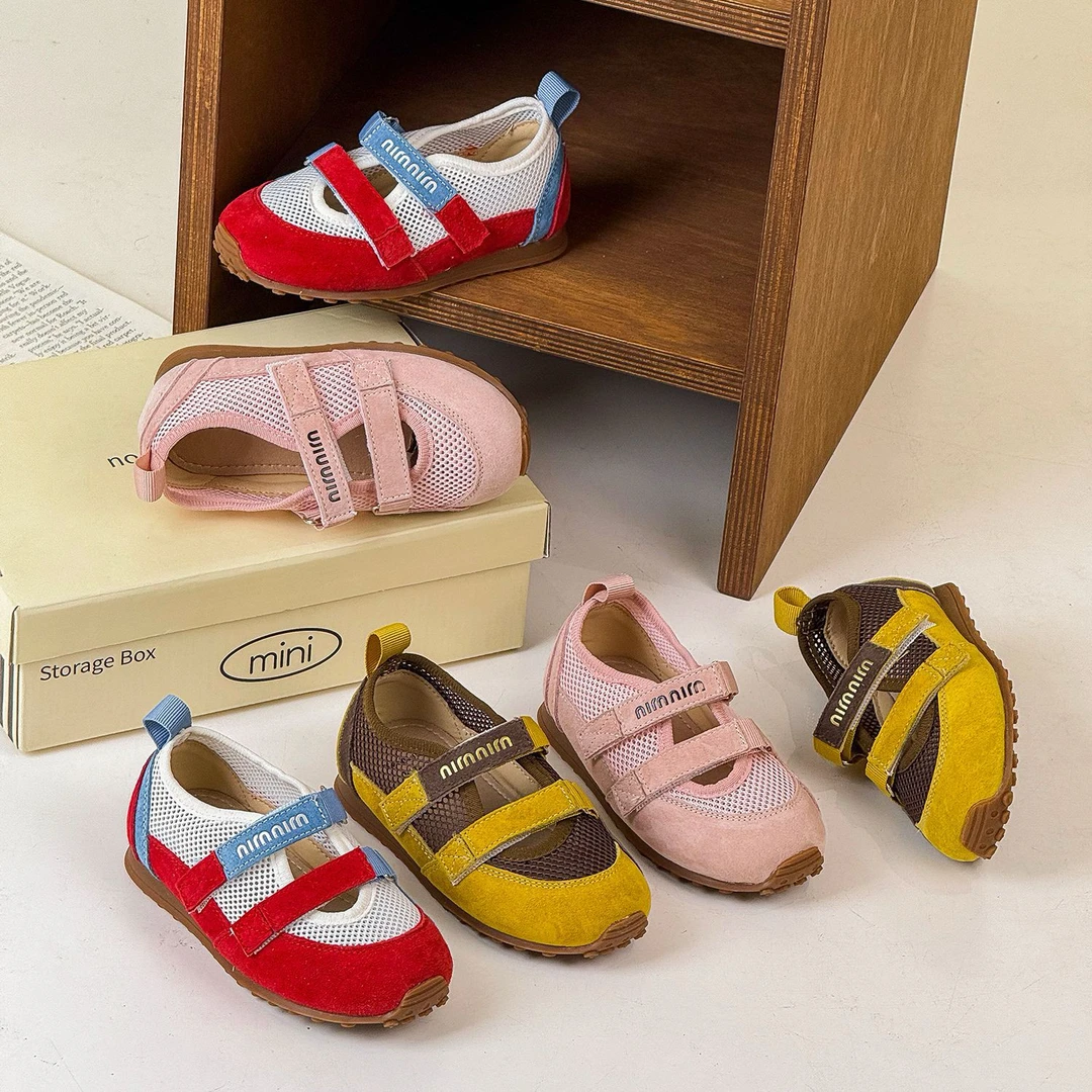 QIAOMINGBEAR俏名熊/单网透气玛丽珍皮面网鞋2025夏季新款儿童鞋