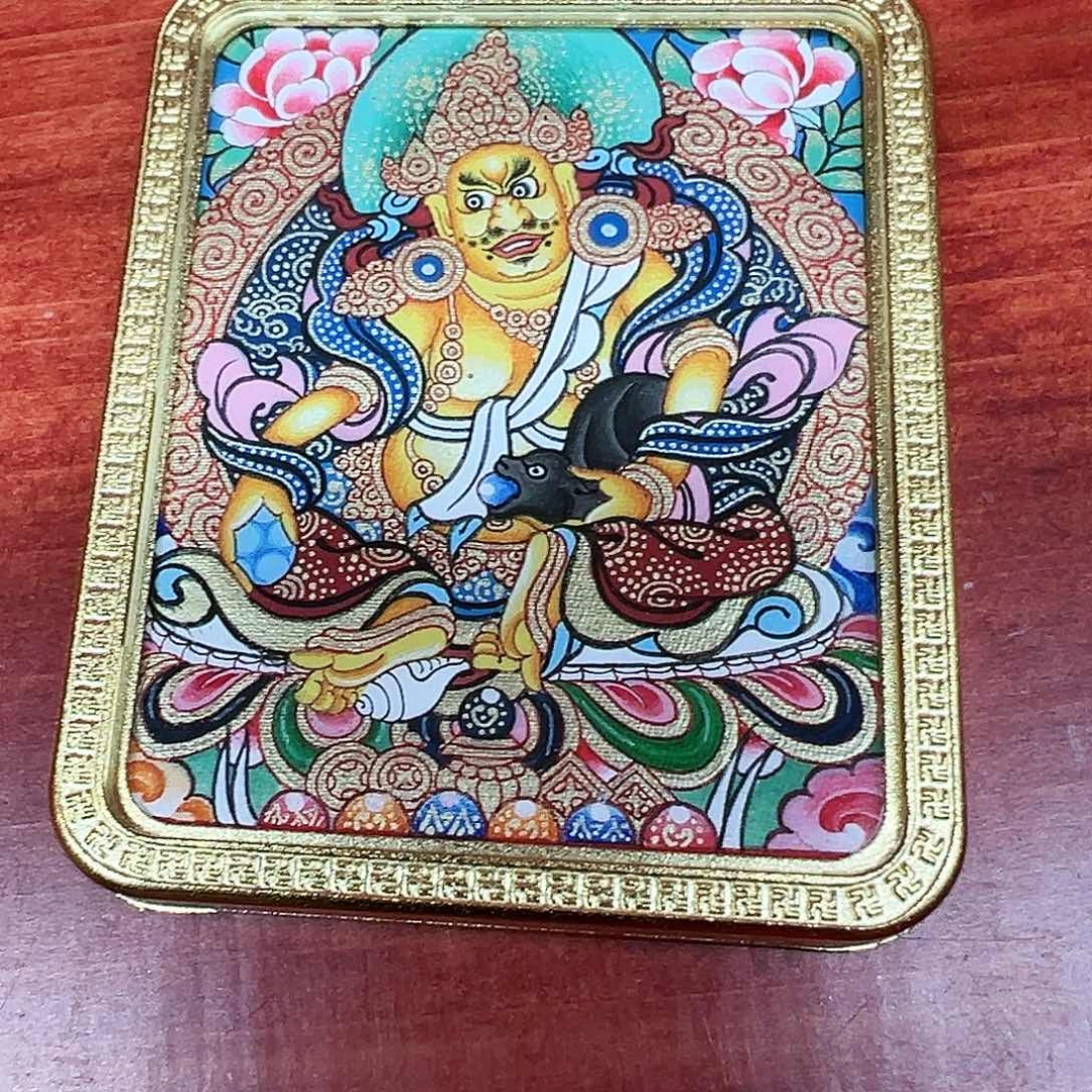 吊坠全手绘热贡唐卡黄财神