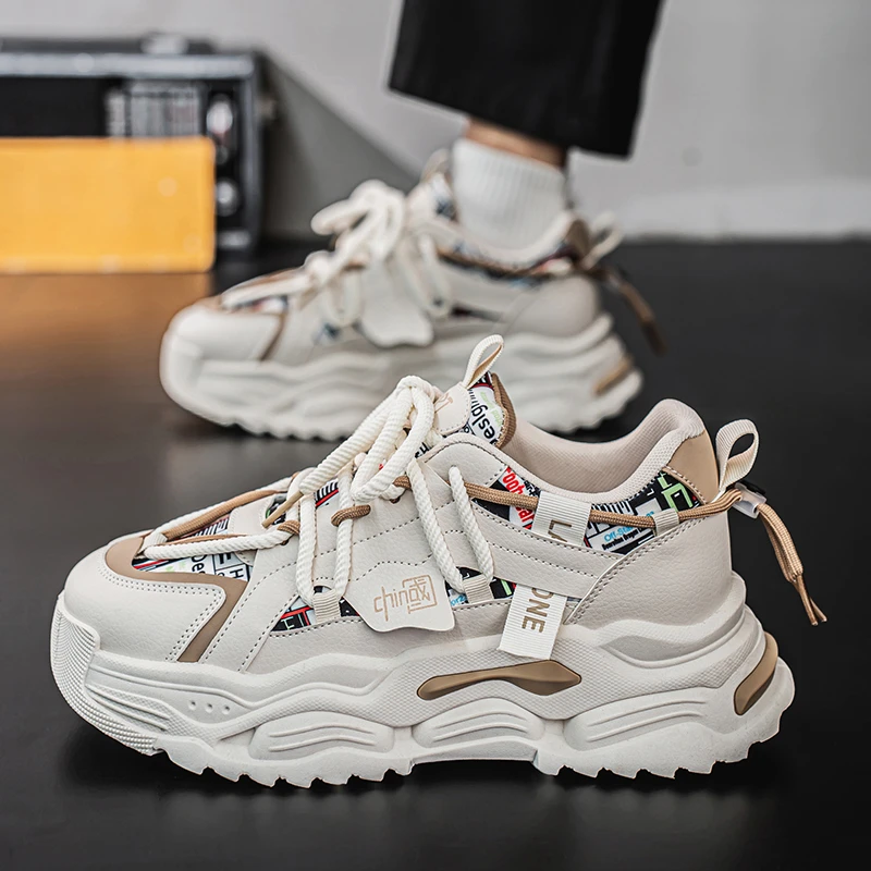 男鞋2025春季高级感厚底增高老爹鞋青少年时尚休闲网红百搭运动鞋