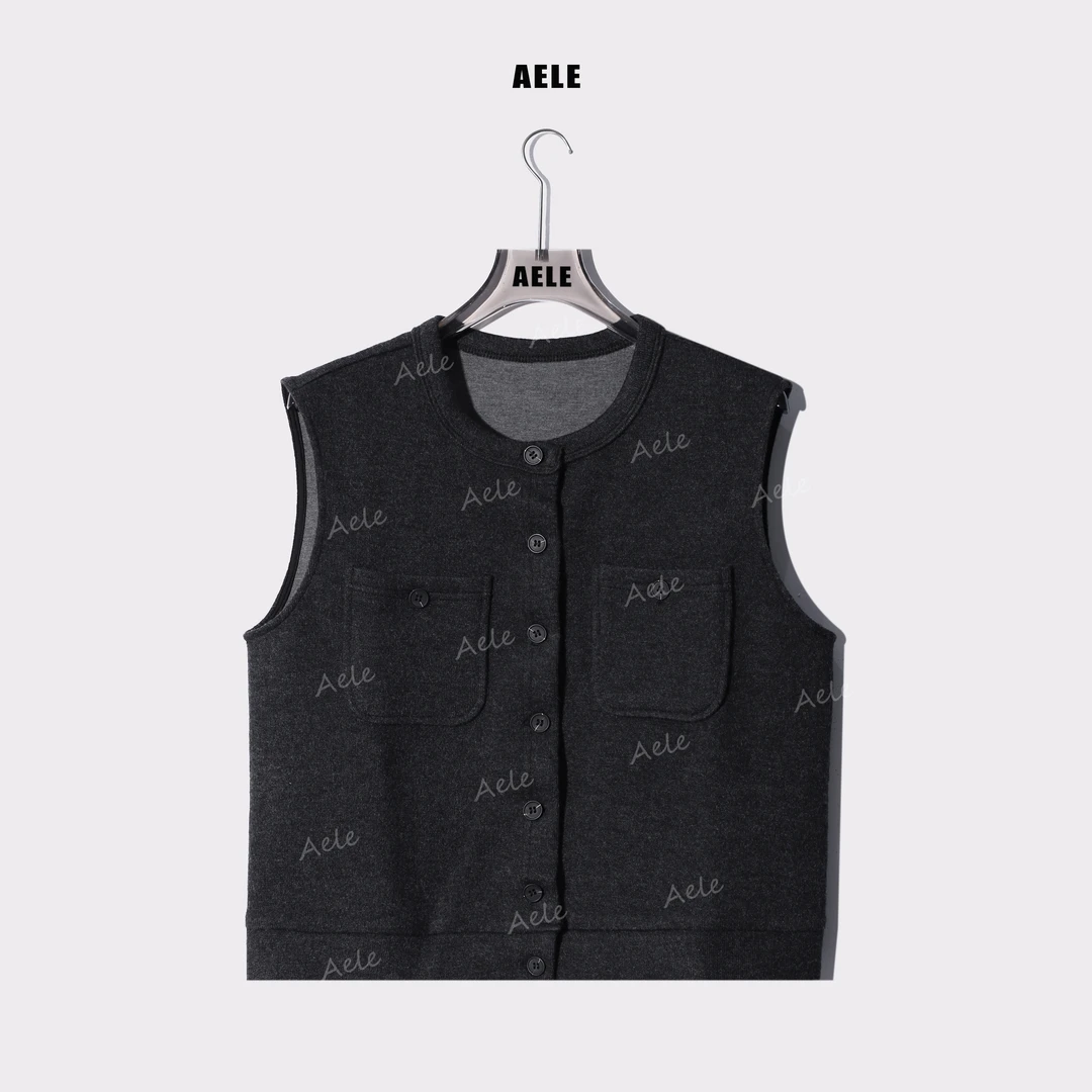 AELE秋冬复古保暖无袖圆领单排扣针织背心马甲 X853 2793 AD