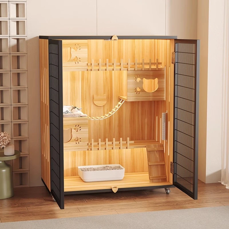 室内猫笼子全景猫房家用豪华猫屋一体猫厕超大自由空间铁门猫别墅