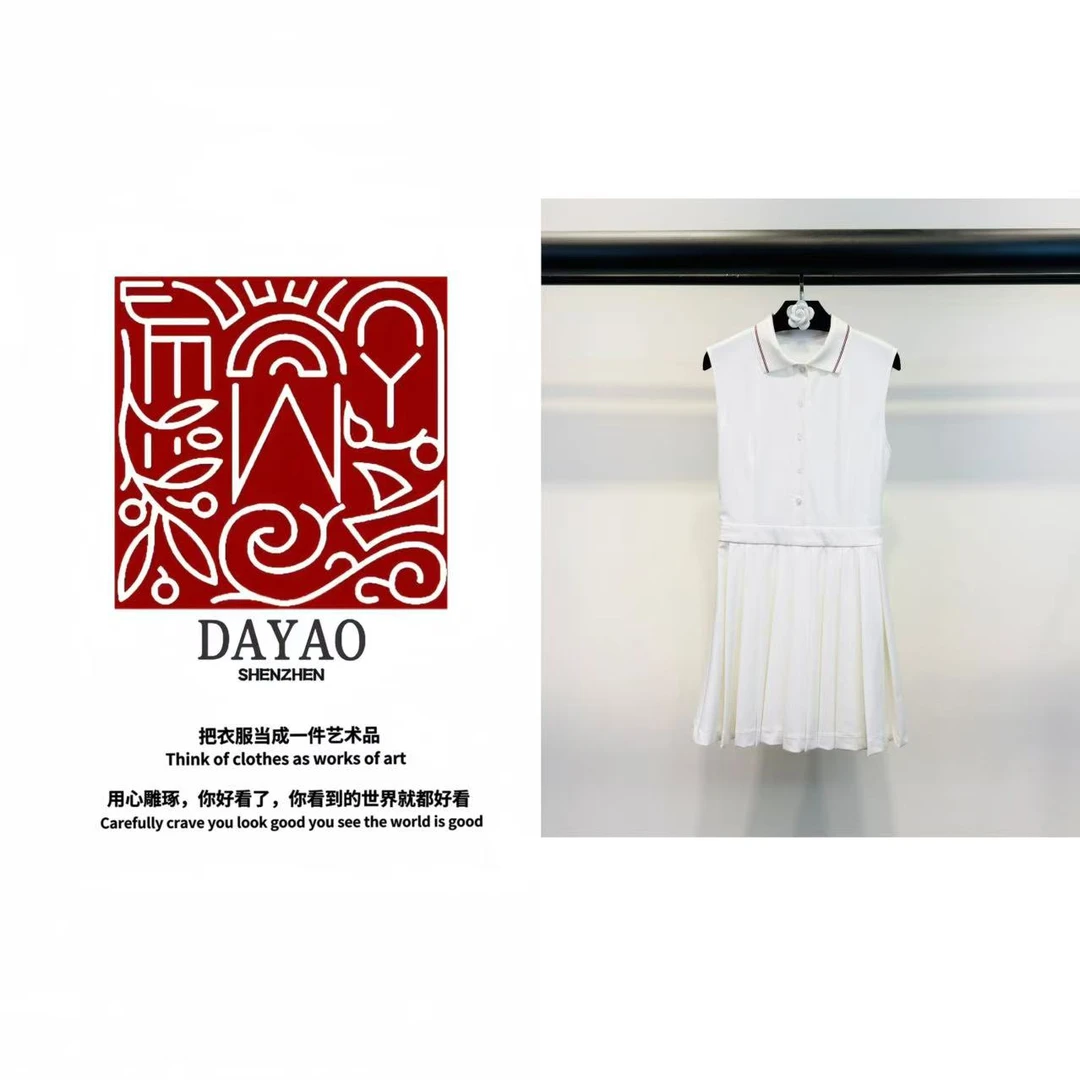 「DAYAO」25s春夏上新新款减龄拼接压褶设计POLO翻领连衣裙WYS25445
