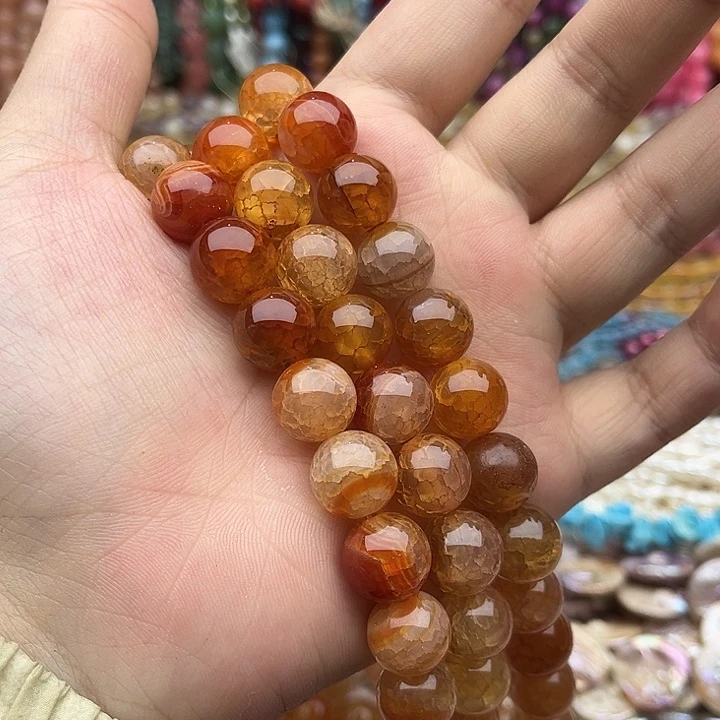 玛瑙/玉髓未镶嵌珠宝半成品一条12mm左右龙鳞玛瑙