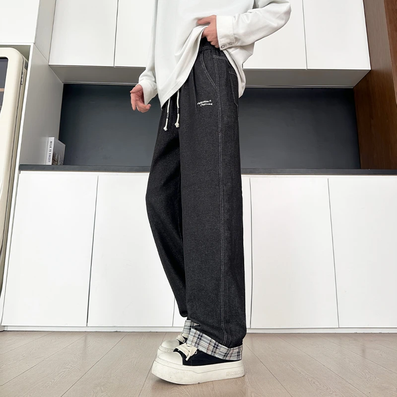 MTVO迈特优春季新款格子直筒牛仔裤百搭男士潮流水洗休闲长裤2501