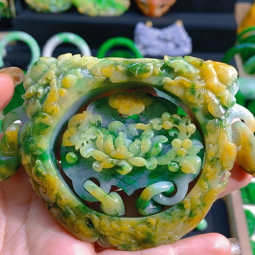 【闪购商品】翡翠手镯未镶嵌黄绿翡满色