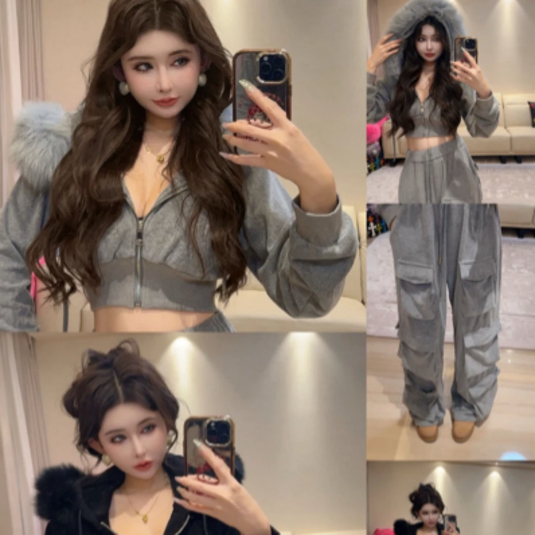 【歪宝自制】原创设计真毛领帽版卫衣+工装多口袋卫裤