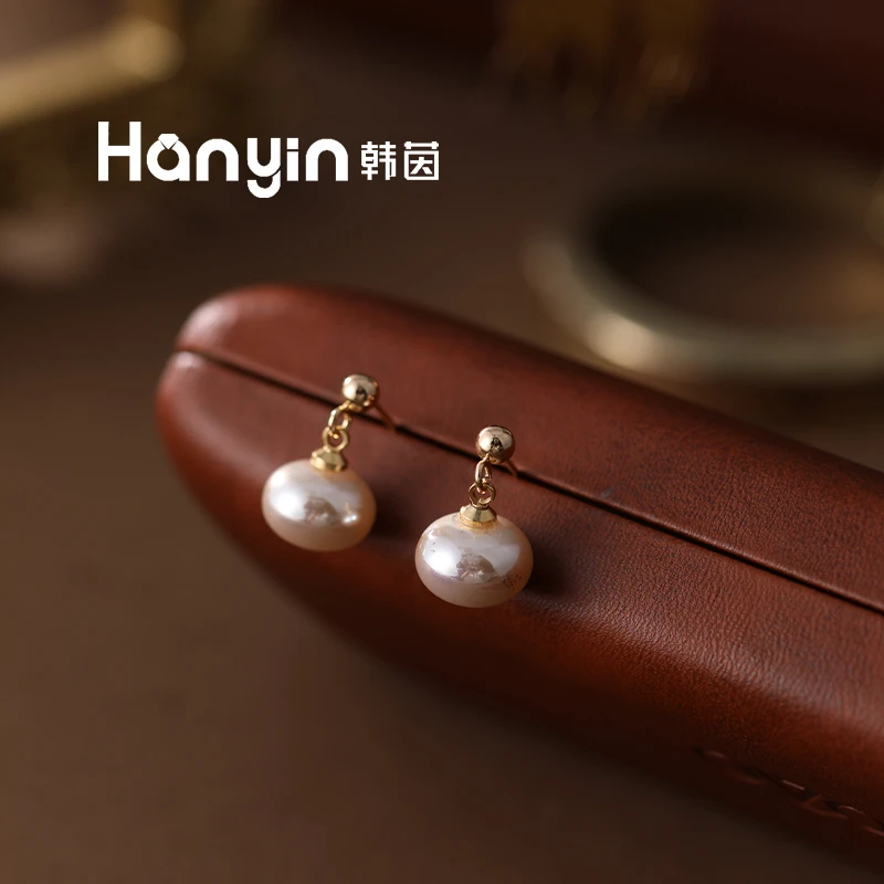 铜合金仿珍珠耳饰 925银针12mm炫彩人鱼姬馒头珠耳钉优雅时尚气质