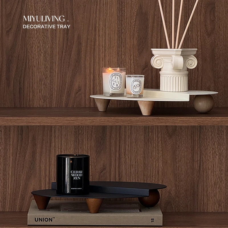 觅屿 中古风香薰托盘法式复古蜡烛盘高级感置物收纳铁艺装饰摆件