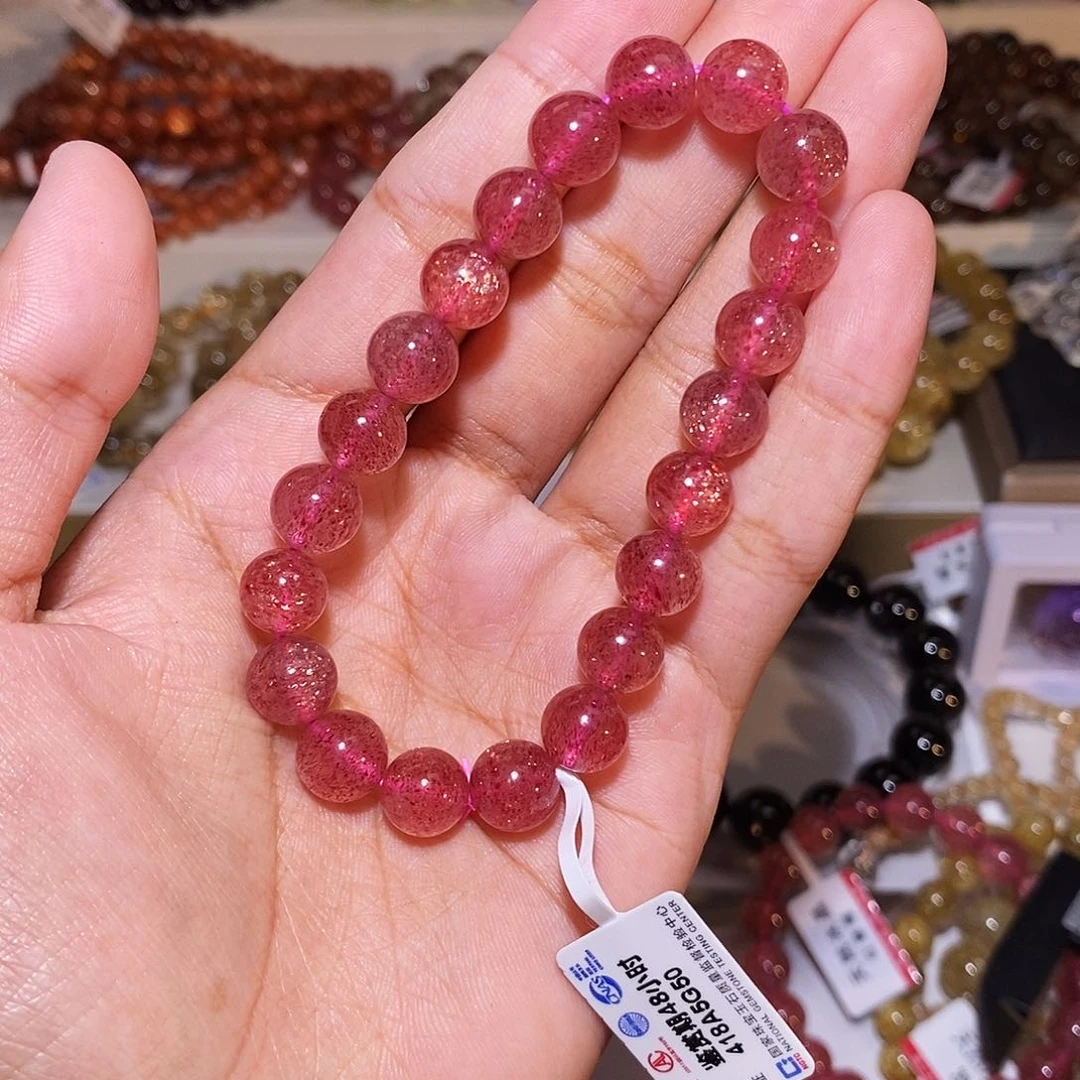 【闪购商品】石英质玉手链未镶嵌红草莓9mm