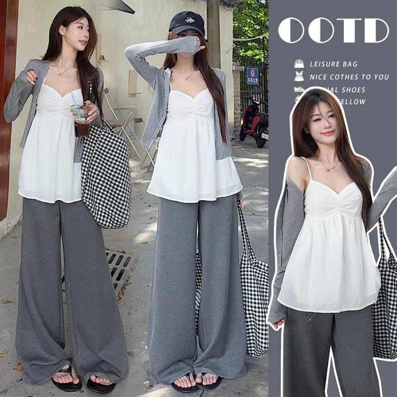 早秋显瘦纯欲风孕妇装潮流法式气质穿搭叠穿通勤简约流行套装秋装