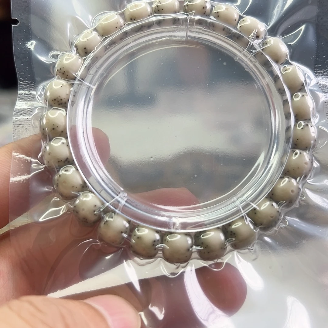 星月菩提手串9*8通体留白 全玉化冰透骨瓷白