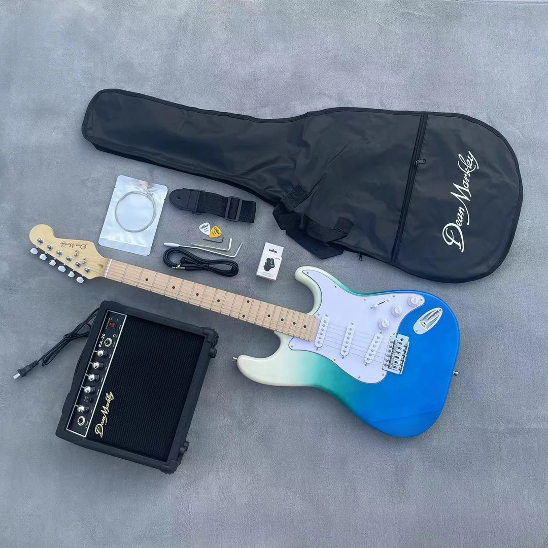 新款初学练习款三色ST电吉他音箱套餐，三单单摇电吉他，枫木指板