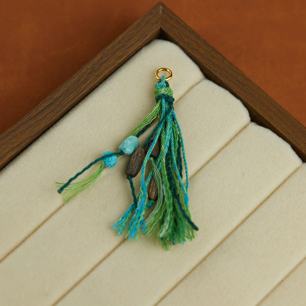 『乐小福珠宝』18K金绿松手编流苏