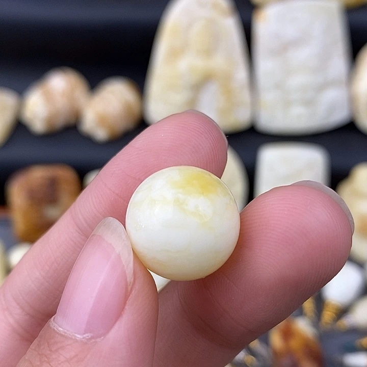 琥珀未镶嵌裸石15虎皮圆珠c982