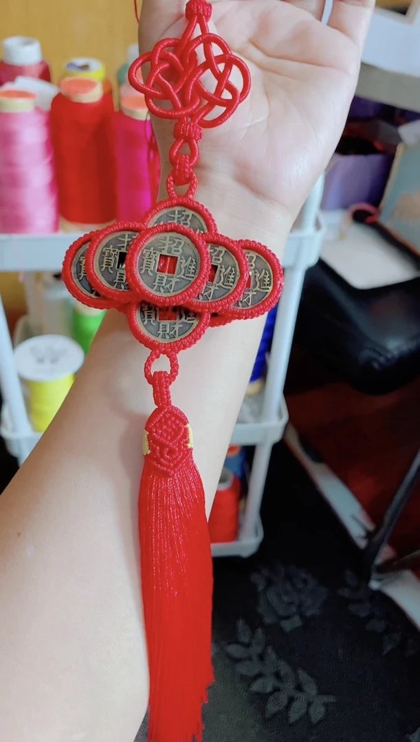 手工编织五帝钱中国结挂件车内饰品摆件
