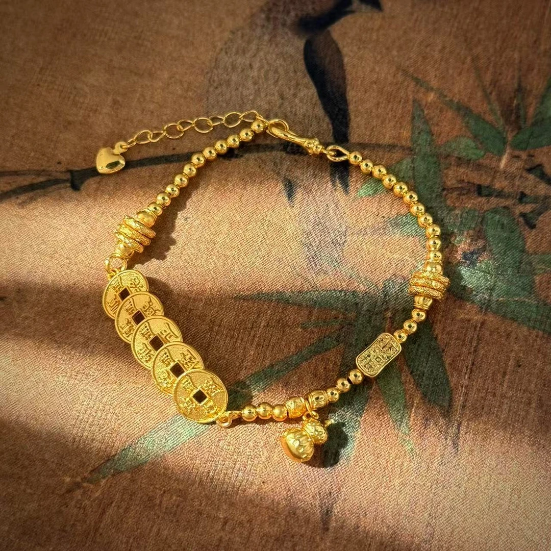 铜合金手链 五帝钱福禄盘缠手串 SL03