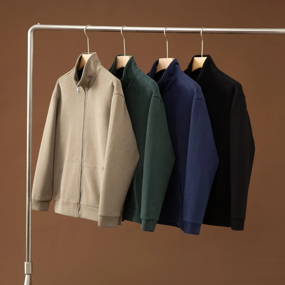 2025春季新款男士卫衣休闲百搭纯色立领拉链开衫外套户外男女同款