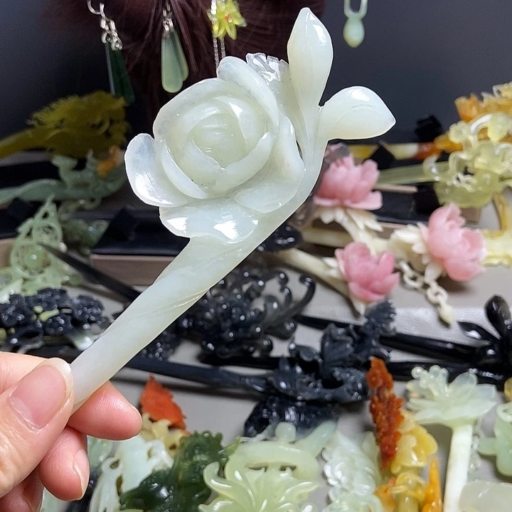 岫玉未镶嵌发簪发簪