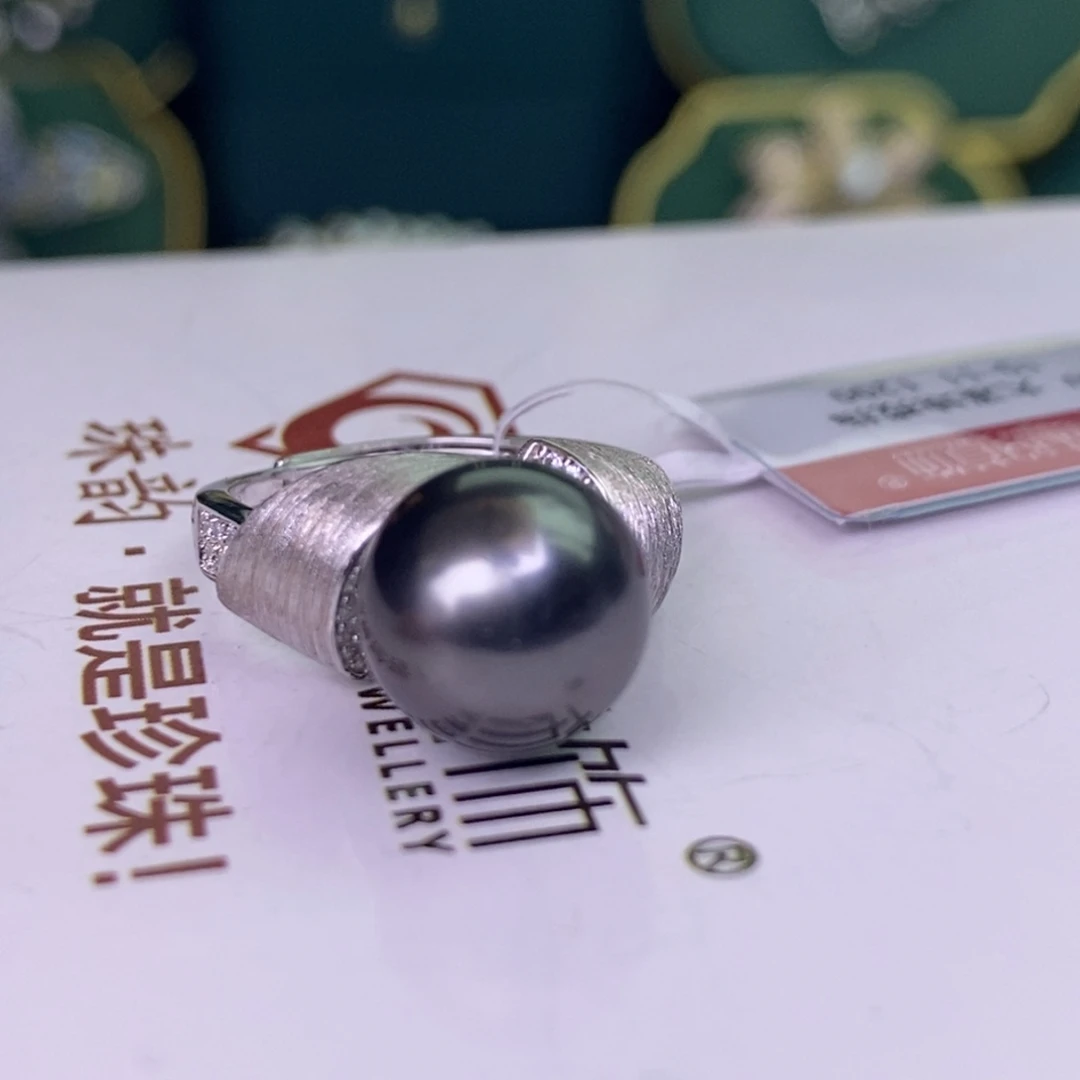 银S925镶嵌戒指海水珍珠