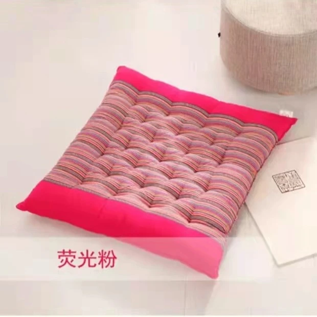 老粗布【坐垫】<玫红色><单个装>40X40cm<±5cm>柔软透气加厚