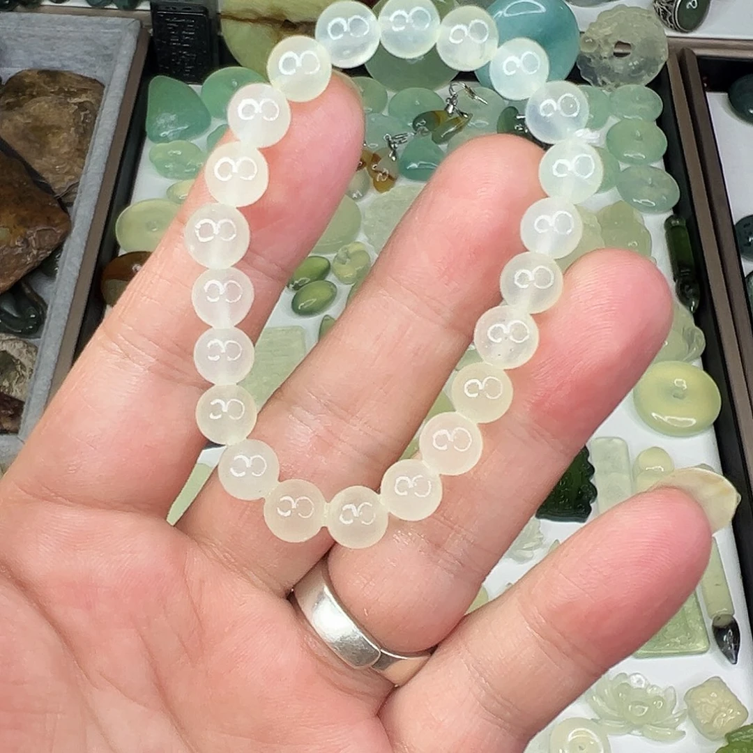 岫玉未镶嵌颈饰精品白冰手链